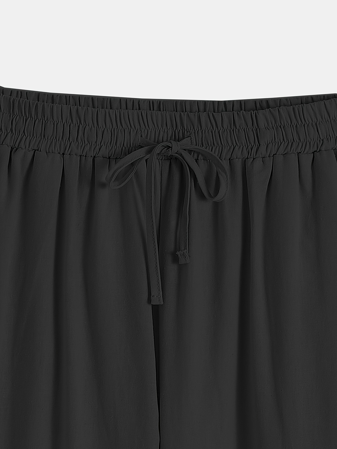 solid drawstring waist cotton pants, solid drawstring waist cotton pants casual slant pocket slim comfy pants womens clothing details 18