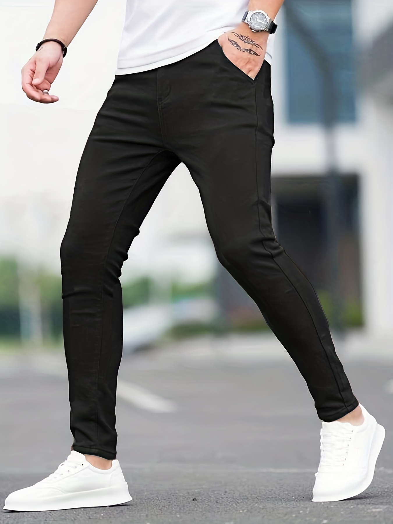 slim fit all match jeans mens casual street style medium stretch denim pants for all seasons details 18