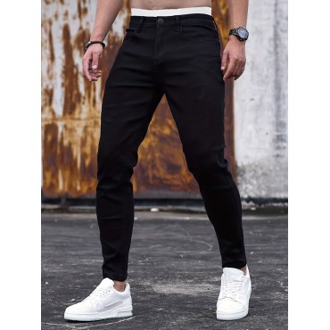 Chic Slim Fit Jeans, Men's Casual Street Style Medium Stretch Denim Pants Chic Slim Fit Jeans, Men's Casual Street Style Medium Stretch Denim Pants