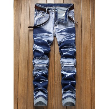 Slim Fit Chic Jeans, Men's Casual Street Style Tie Dye Medium Stretch Denim Pants Slim Fit Chic Jeans, Men's Casual Street Style Tie Dye Medium Stretch Denim Pants