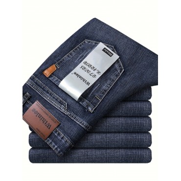 Men's Classic Design Jeans, Semi-formal Stretch Jeans For Business Men's Classic Design Jeans, Semi-formal Stretch Jeans For Business