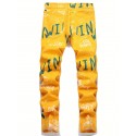 Men's Casual Star Pattern Jeans, Street Style Chic Regular Jeans