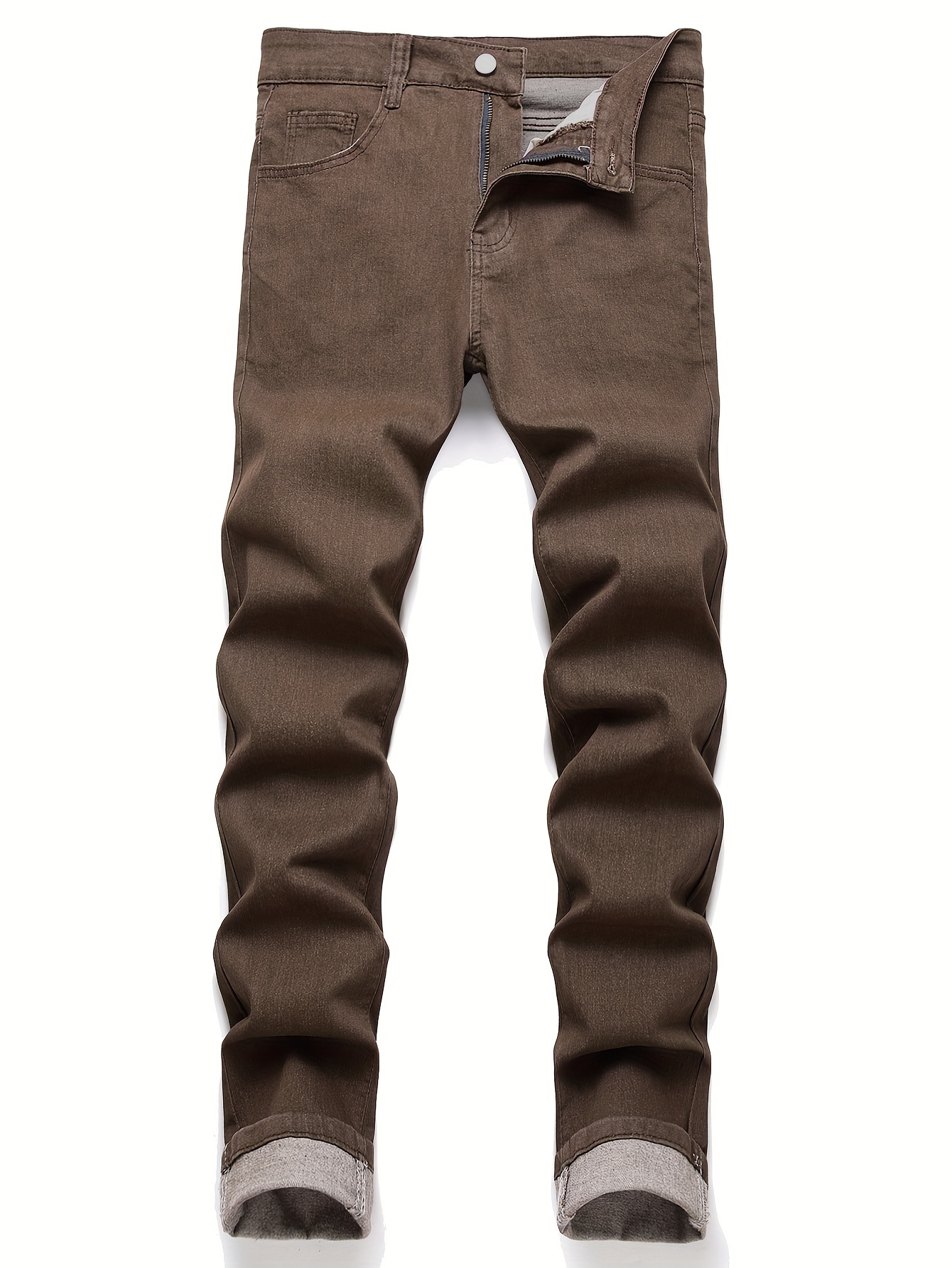 mens casual slim fit jeans street style all match medium stretch jeans details 4